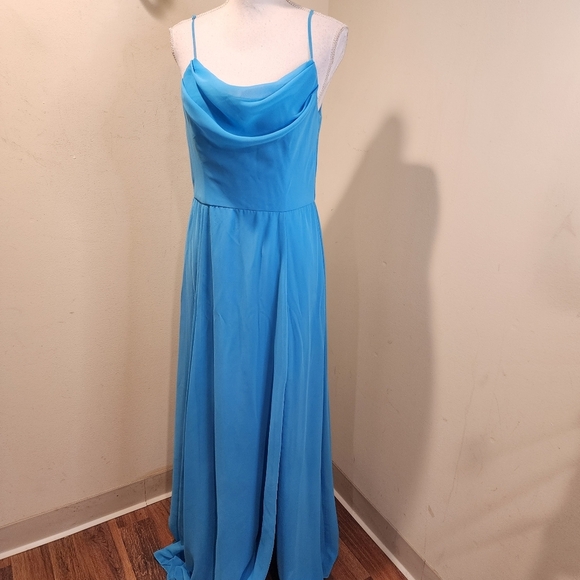 David's Bridal Elegant Malibu Blue Maxi Dress Size 10 - Picture 10 of 12